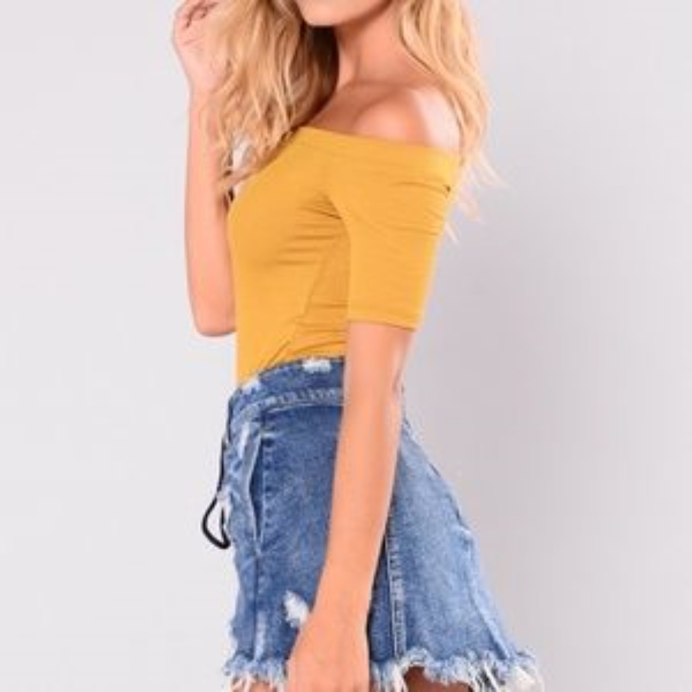 Bodysuit YELLOW OFF SHOULDER BODYSUIT - Picture 3 of 4
